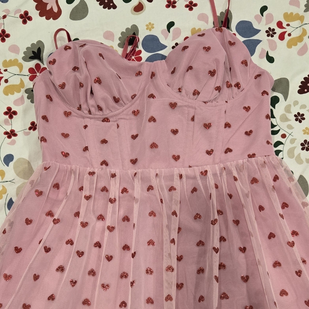 Nwt betsey johnson pink heart dress size 8